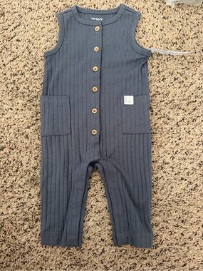 Carter's Ribbed Button-Front Sleeper - Charcoal Gray